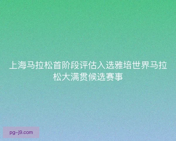 上海马拉松首阶段评估入选雅培世界马拉松大满贯候选赛事