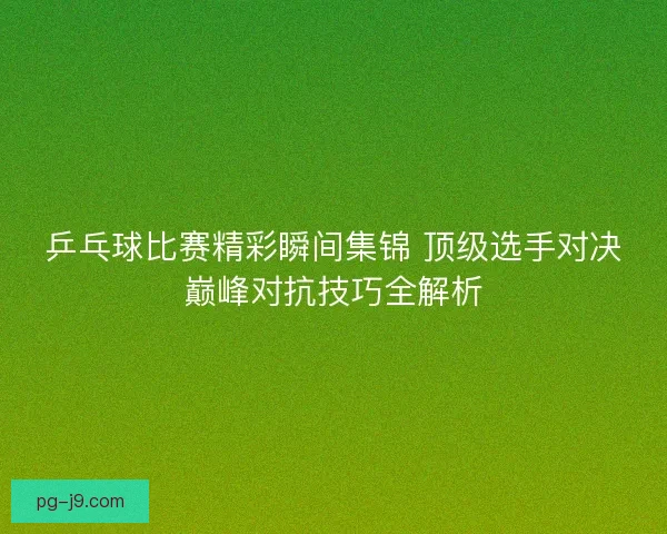 乒乓球比赛精彩瞬间集锦 顶级选手对决巅峰对抗技巧全解析